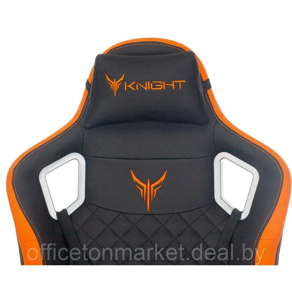 Кресло игровое Бюрократ "Knight Outrider", экокожа, металл, черный, оранжевый, ромбик - фото 7 - id-p178284894