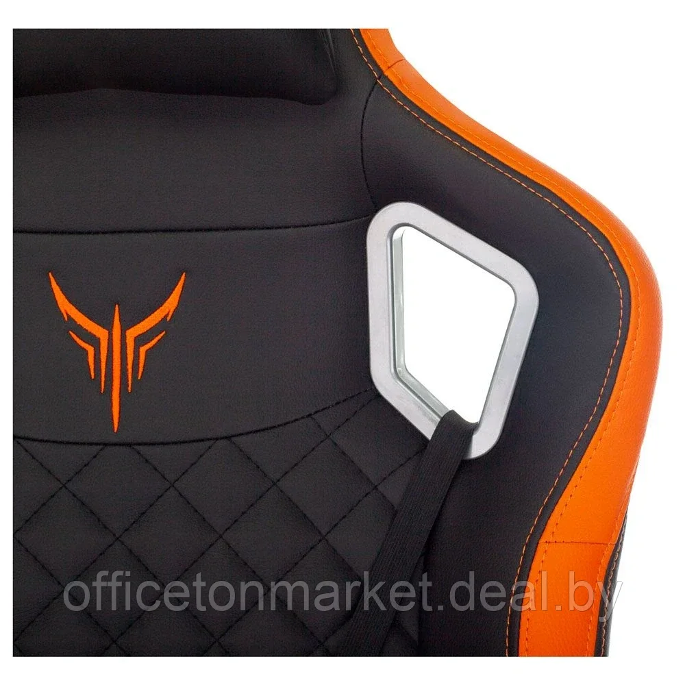 Кресло игровое Бюрократ "Knight Outrider", экокожа, металл, черный, оранжевый, ромбик - фото 8 - id-p178284894
