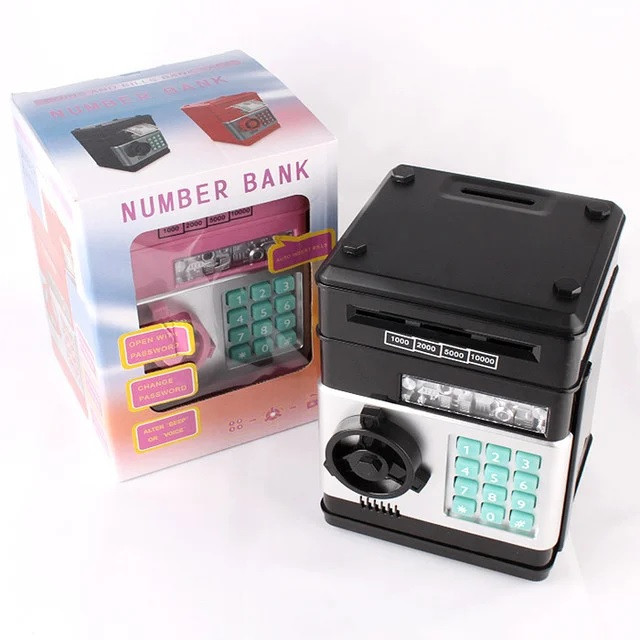 Электронная Копилка сейф Number Bank с купюроприемником и кодовым замком (звук) - фото 1 - id-p200375501