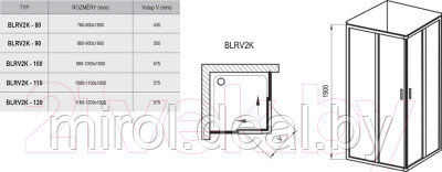 Душевой уголок Ravak BLRV2K-90 - фото 8 - id-p210310512