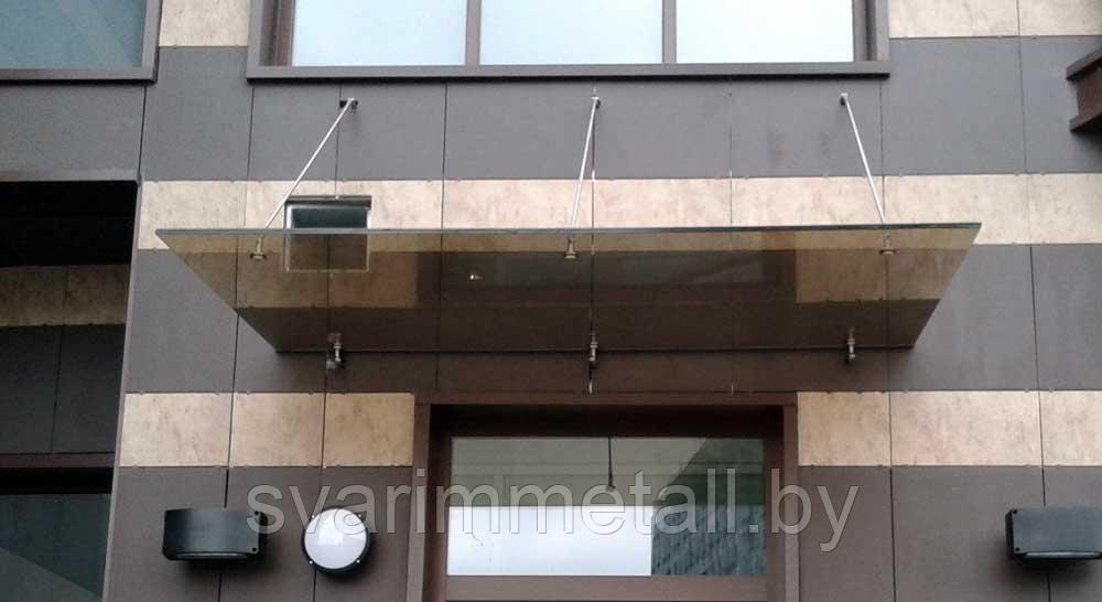 Козырек из каленого стекла, бронза (коричневый, тонированный)