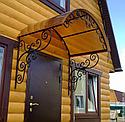 Козырек из металла с элементами ковки, с поликарбонатом, серый, фото 2