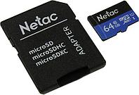 Netac NT02P500STN-064G-R microSDXC Memory Card 64Gb UHS-I U1 + microSD--SD Adapter