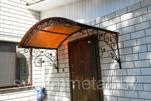 Металлический козырек с поликарбонатом, бронза (коричневый)
