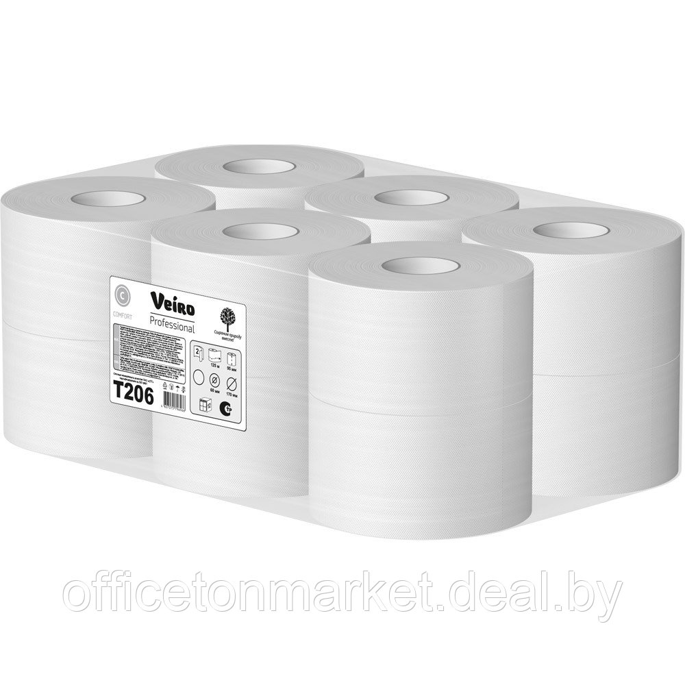 Бумага туалетная "Veiro Professional Comfort" в средних рулонах, 2 слоя, 125 м - фото 3 - id-p210314628