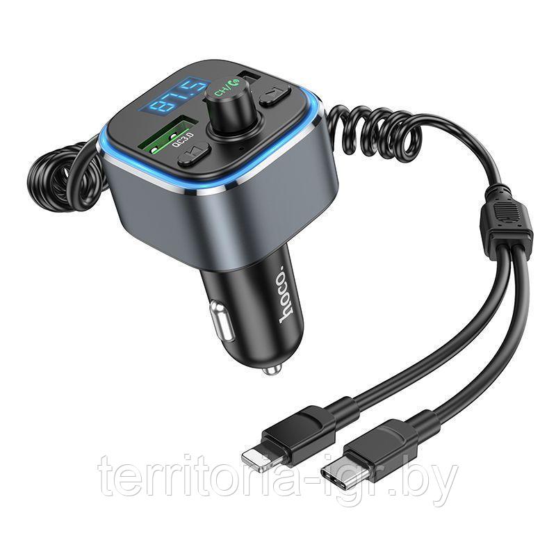 FM-модулятор с автомобильным ЗУ Bluetooth E74 черный Hoco - фото 3 - id-p210316727