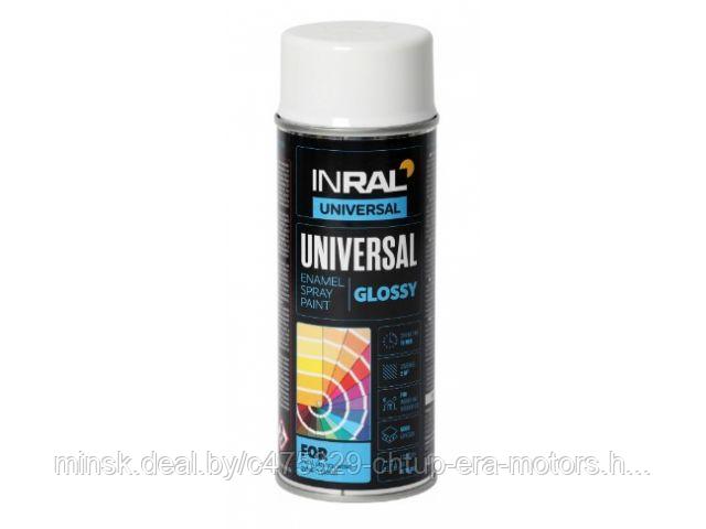 Краска-эмаль аэроз. универсальная белый глянец INRAL 400мл (9003) (Цвет белый глянц.) - фото 1 - id-p209798216