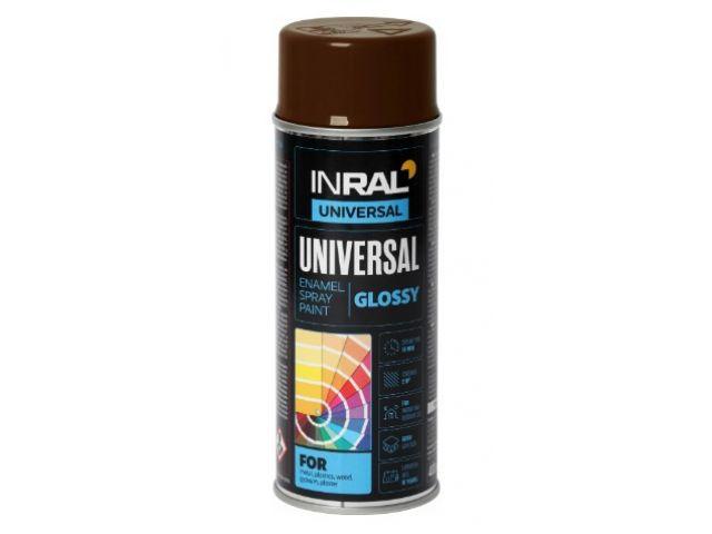 Краска-эмаль аэроз. универсальная коричневый INRAL 400мл (8016) (Цвет коричневый глянц.) - фото 1 - id-p199921044