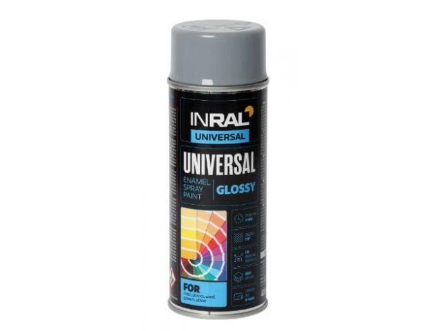 Краска-эмаль аэроз. универсальная серый светлый INRAL 400мл (7046) (Цвет серый светлый глянц.) - фото 1 - id-p199921108
