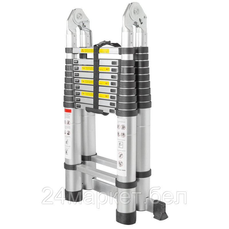 Лестница-стремянка телескопическая алюм. бытовая 3.1+3.1м (10+10 ступ.) Forsage F-UP310-M - фото 3 - id-p207261145