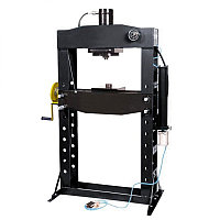 Пресс гидравлический с манометром напольный 75т, ручной/пневмо привод (раб. высота:0-900мм, раб. ширина:800мм,