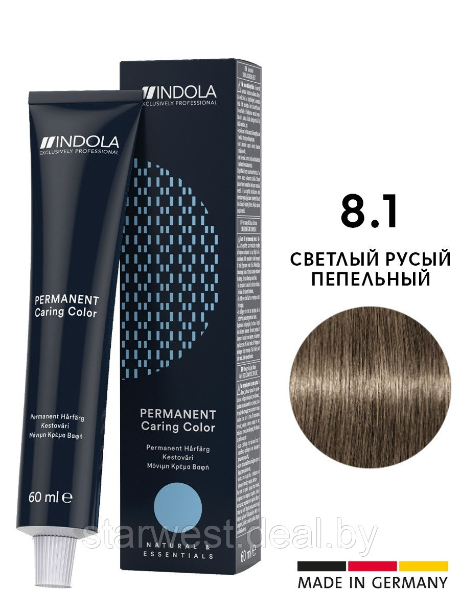 INDOLA Natural & Essentials 8.1 Светлый Русый Пепельный 60 мл Крем-краска стойкая для окрашивания волос - фото 1 - id-p210324017