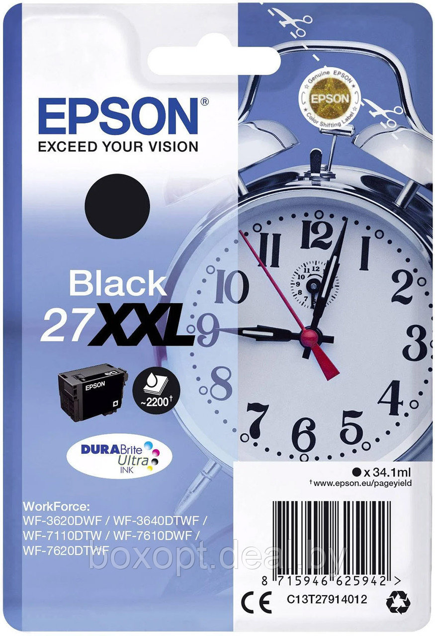 Картридж Epson 27XXL Black C13T27914012 (Original) - фото 1 - id-p210324140