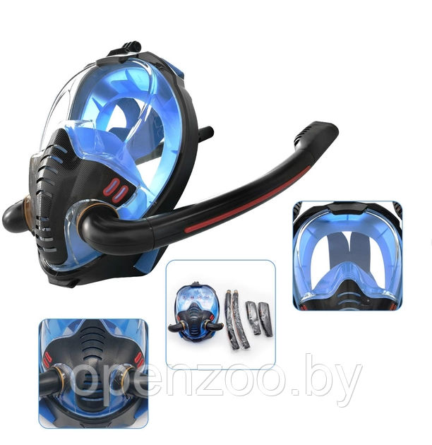 New Маска для снорклинга с двумя трубками К3-Double / Полнолицевая маска для плавания с креплением для экшн - фото 8 - id-p210328729