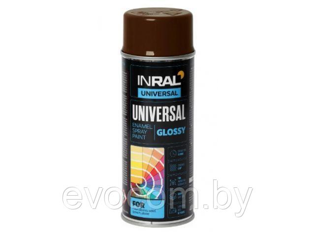 Краска-эмаль аэроз. универсальная коричневый INRAL 400мл (8016) (Цвет коричневый глянц.) - фото 1 - id-p184797461