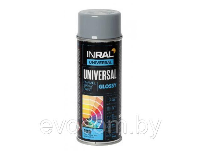 Краска-эмаль аэроз. универсальная серый светлый INRAL 400мл (7046) (Цвет серый светлый глянц.) - фото 1 - id-p184127722