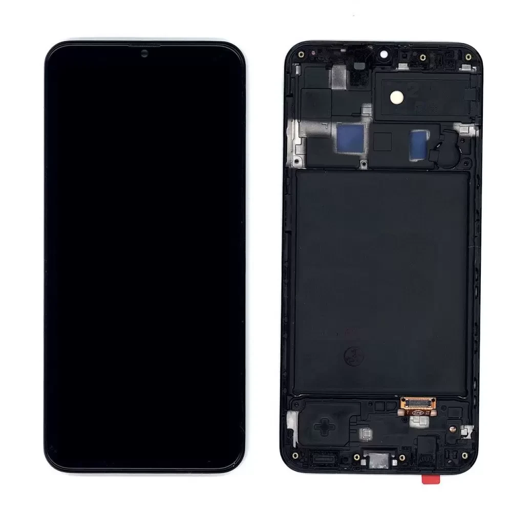 Дисплей (экран в сборе) для телефона Samsung Galaxy A20 SM-A205F (OLED) черный - фото 1 - id-p210329613