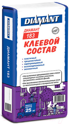 Клей для приклеивания и армирования теплоизоляции DIAMANT 183М, 25кг