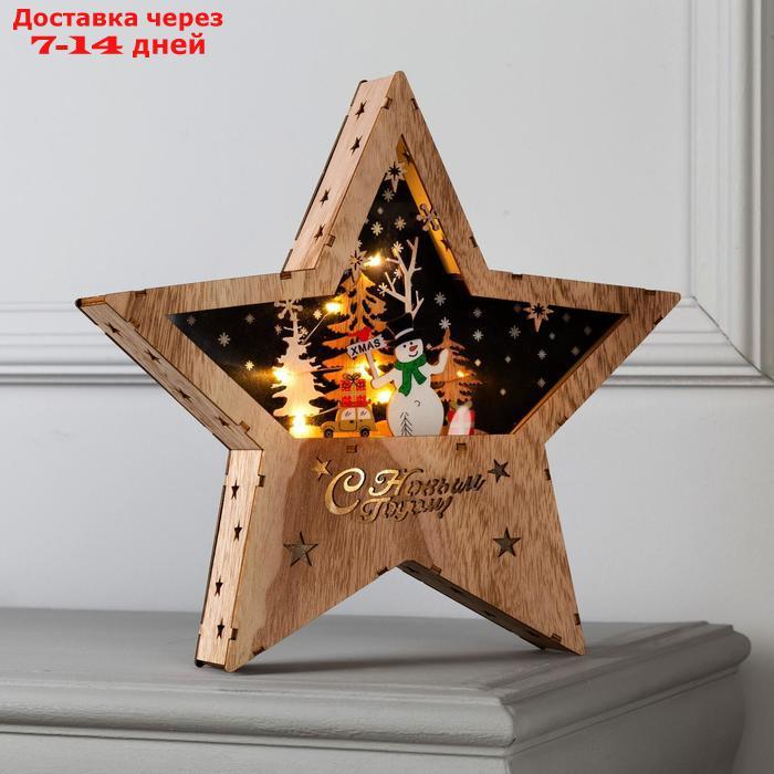 Фигура световая "Звезда со снеговичком", 30х30х5, ААА*2, 6LED, Т/БЕЛЫЙ - фото 1 - id-p210325753