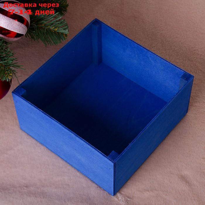 Коробка подарочная "С Новым Годом, со снежинками", синяя, 20×20×10 см - фото 3 - id-p210326917