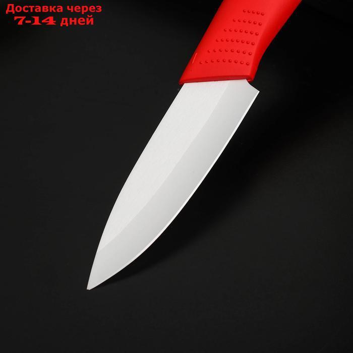 Нож керамический "Симпл", лезвие 8 см, ручка soft touch, цвет красный - фото 3 - id-p210325840