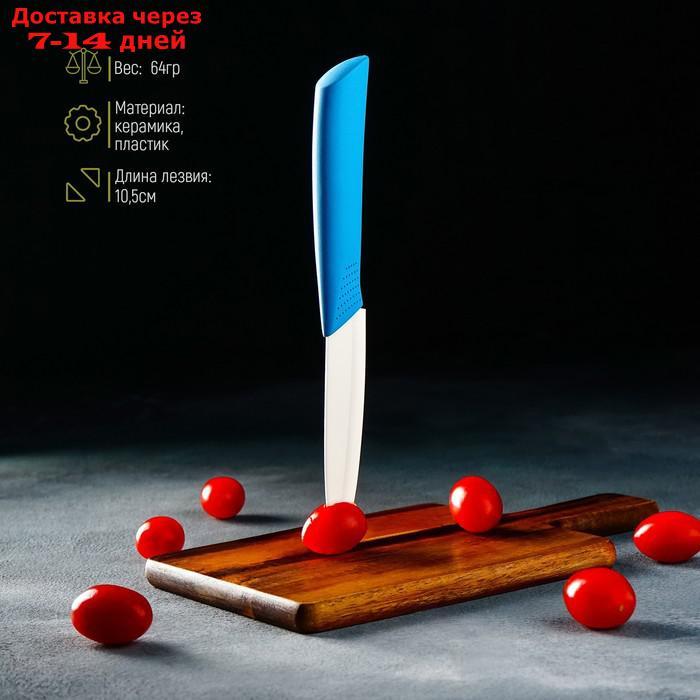 Нож керамический "Симпл", лезвие 10,5 см, ручка soft touch, цвет синий - фото 3 - id-p210325844