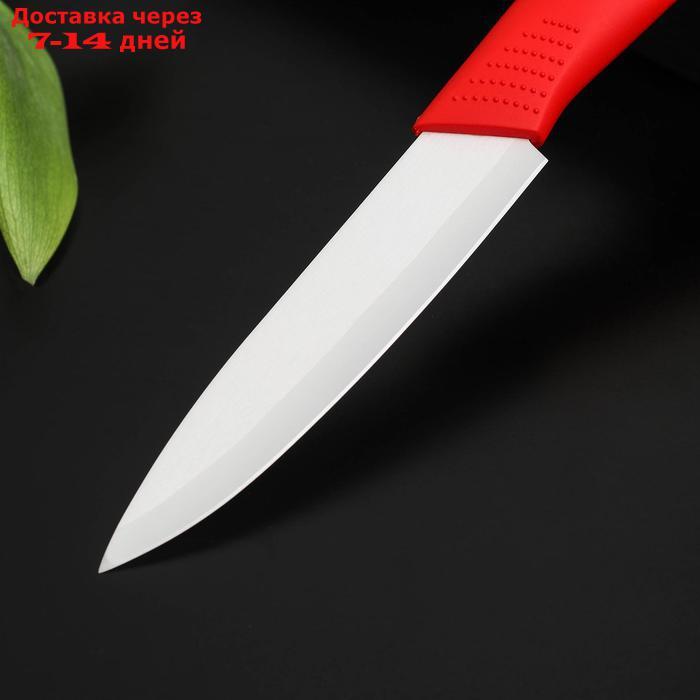 Нож керамический "Симпл", лезвие 10,5 см, ручка soft touch, цвет красный - фото 3 - id-p210325850