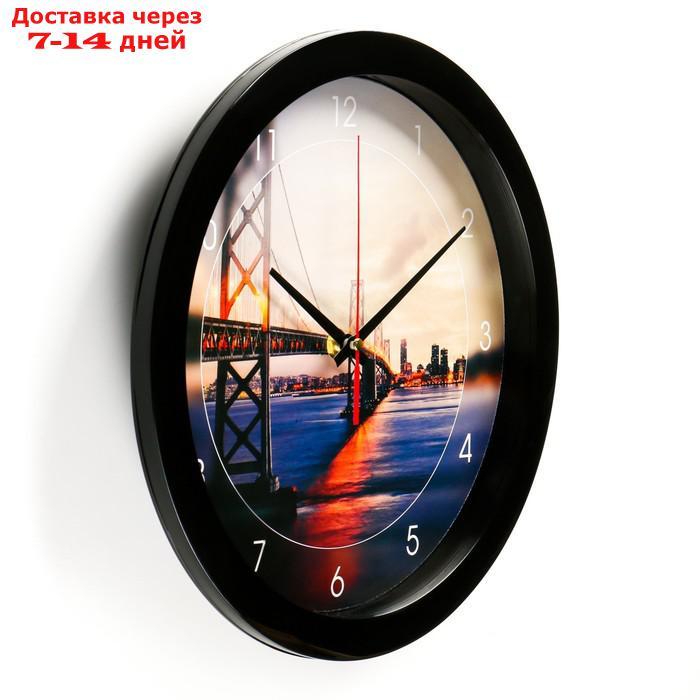 Часы настенные "Мост", чёрный обод, 28х28 см, микс - фото 2 - id-p210326974