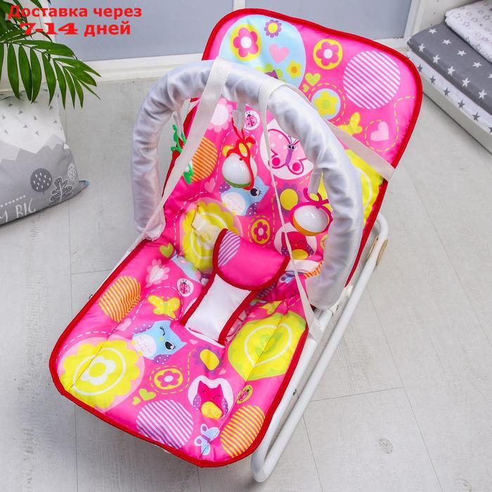 Шезлонг-качалка для новорождённых "Цветы", игровая дуга, съёмные игрушки МИКС - фото 2 - id-p210324644