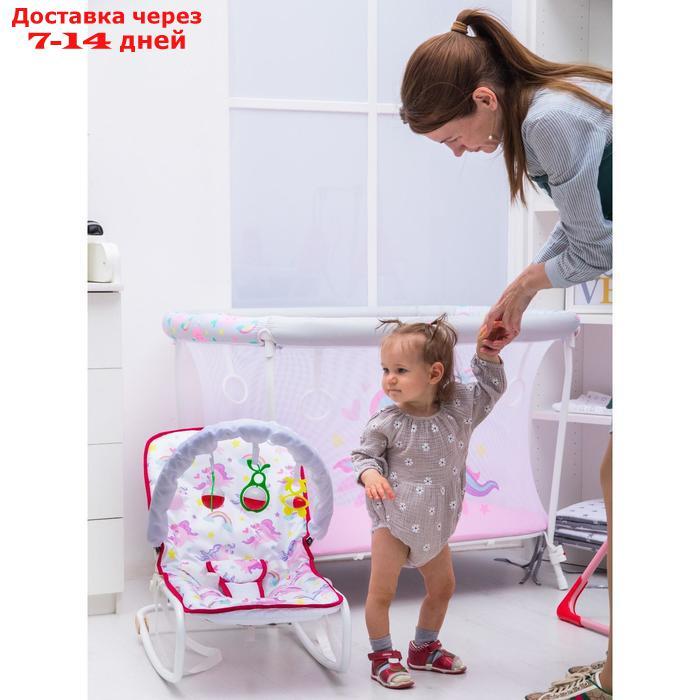 Шезлонг-качалка для новорождённых "Цветы", игровая дуга, съёмные игрушки МИКС - фото 3 - id-p210324644