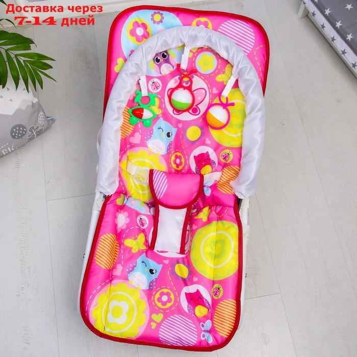 Шезлонг-качалка для новорождённых "Цветы", игровая дуга, съёмные игрушки МИКС - фото 7 - id-p210324644