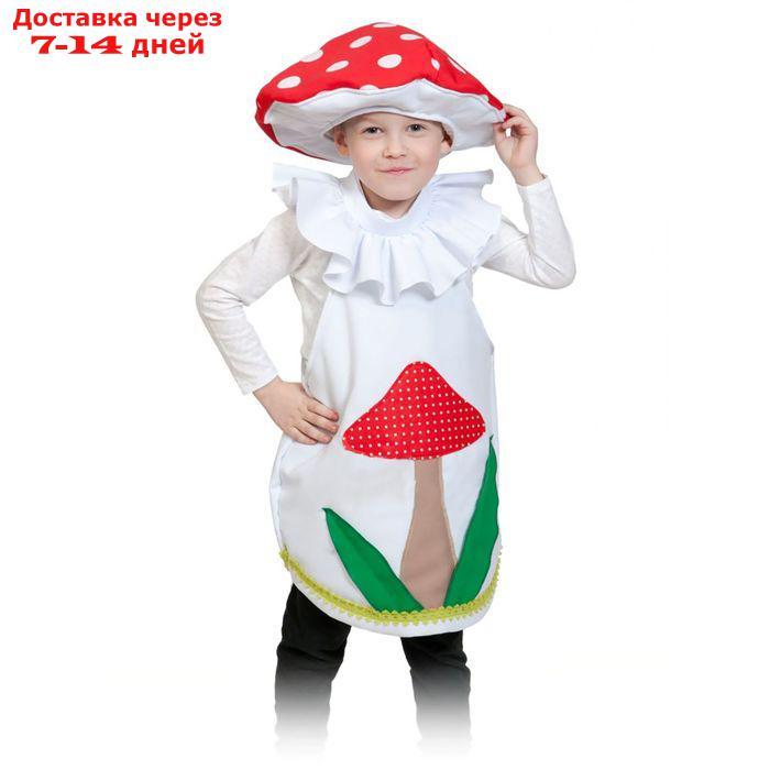 Карнавальный костюм "Гриб мухомор", текстиль, накидка и маска-шапочка, рост 98-128 см - фото 1 - id-p210327141