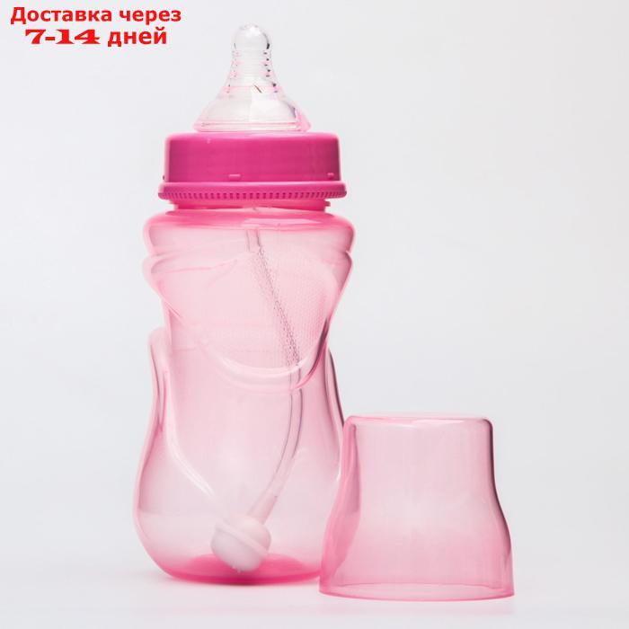 Бутылочка для кормления, широкое горло, от 6 мес., 300 мл., цвет розовый