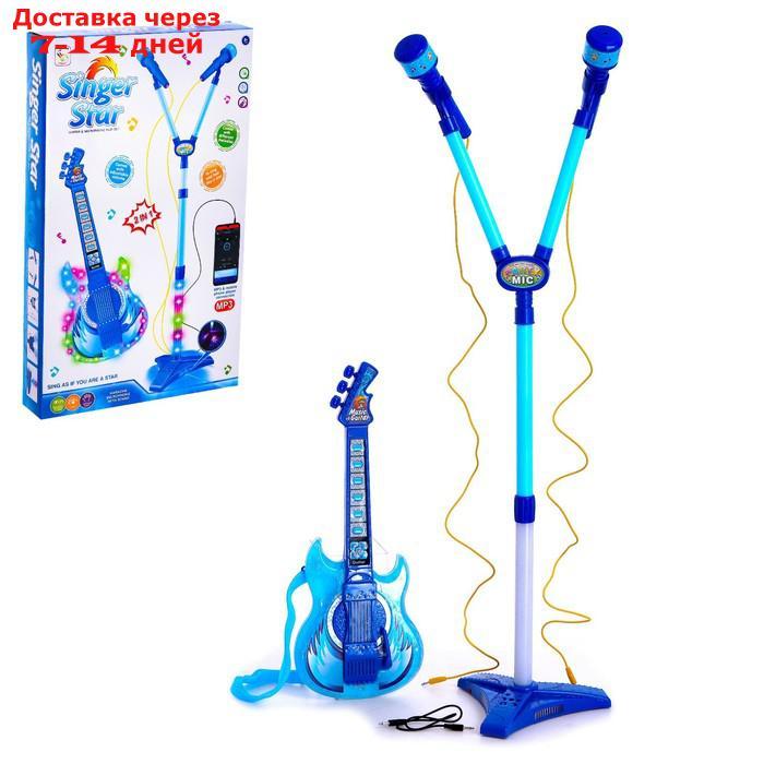 Игрушка музыкальная гитара "Играй и пой", с двойным микрофоном, звуковые эффекты - фото 1 - id-p210327213