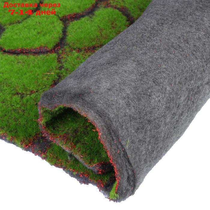 Мох искусственный, декоративный, полотно 1 × 1 м, рельефный, камни, зелёный на чёрном - фото 1 - id-p210325357