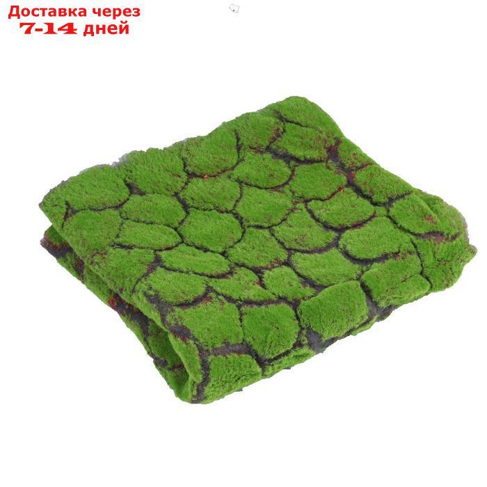 Мох искусственный, декоративный, полотно 1 × 1 м, рельефный, камни, зелёный на чёрном - фото 5 - id-p210325357