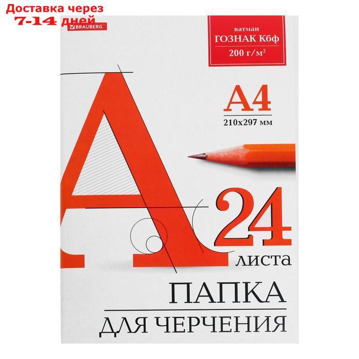 Папка для черчения А4, 24 листа, 200 г/м, BRAUBERG, без рамки, ватман ГОЗНАК КБФ - фото 6 - id-p210325516