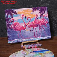 Картина по номерам на холсте с подрамником "Фламинго на закате", 40х30 см