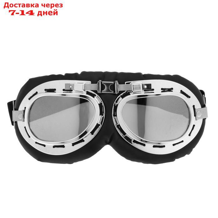 Очки для езды на мототехнике ретро Torso, стекло хром, черные - фото 3 - id-p210326510