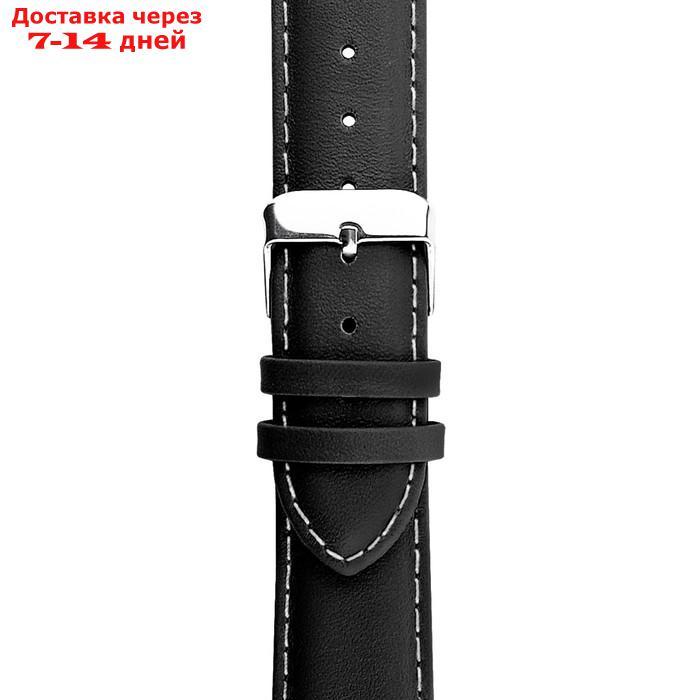 Ремешок для часов, мужской, 18 мм, натуральная кожа, чёрный - фото 4 - id-p210327672