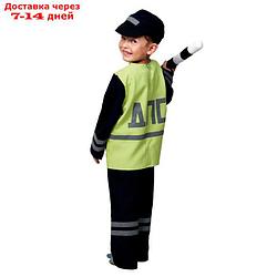 Карнавальный костюм "Полицейский ДПС", куртка, брюки, кепка, жезл, р-р 30-32, рост 116-122 см
