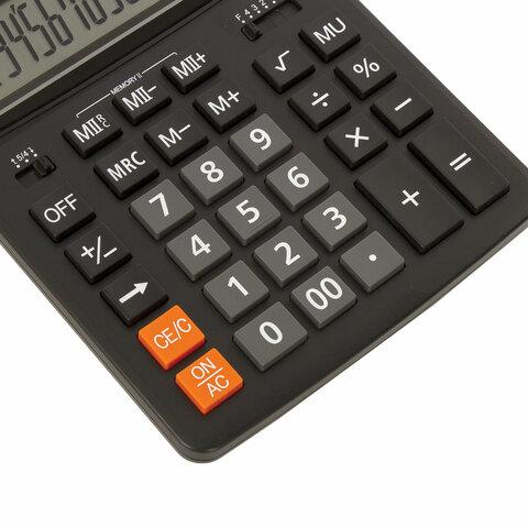 Калькулятор настольный BRAUBERG EXTRA-16-BK (206x155 мм), 16 разрядов, двойное питание, ЧЕРНЫЙ - фото 3 - id-p210359551