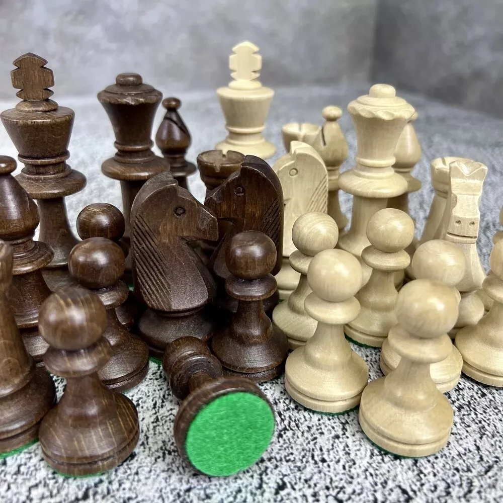 Набор фигур шахматных ручной работы "Стаунтон №5 " с утяжелением,король 9,3 см , Madon , Польша - фото 2 - id-p210387945