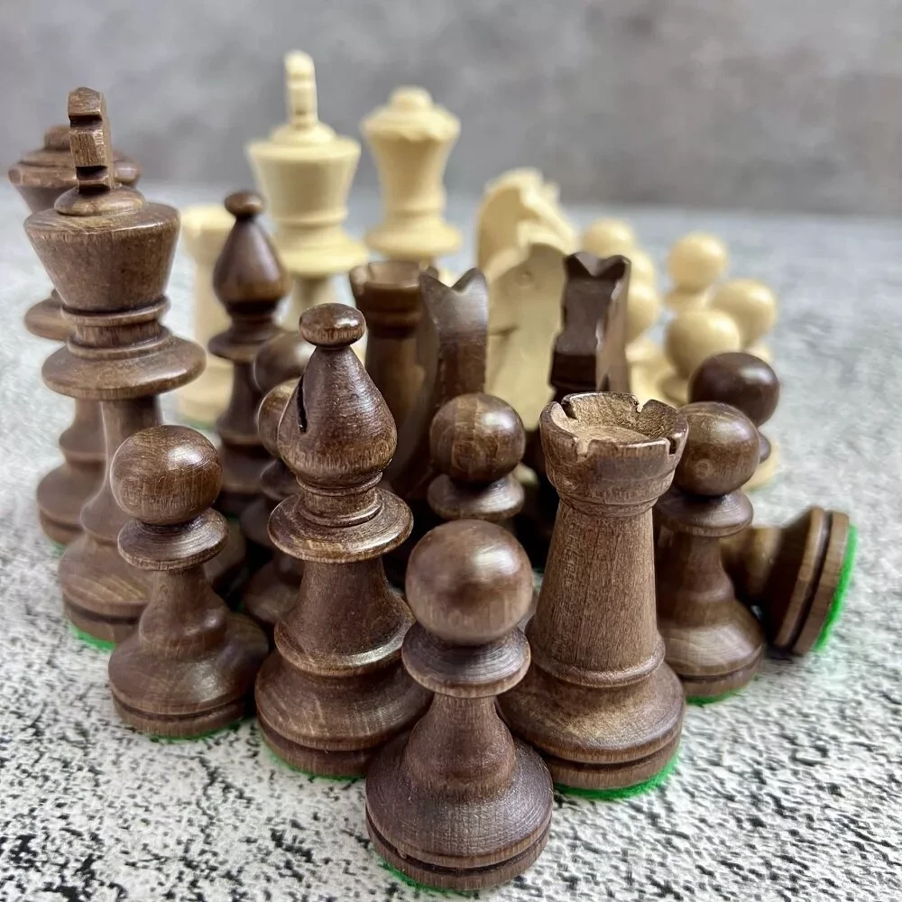 Набор фигур шахматных ручной работы "Стаунтон №5 " с утяжелением,король 9,3 см , Madon , Польша - фото 3 - id-p210387945