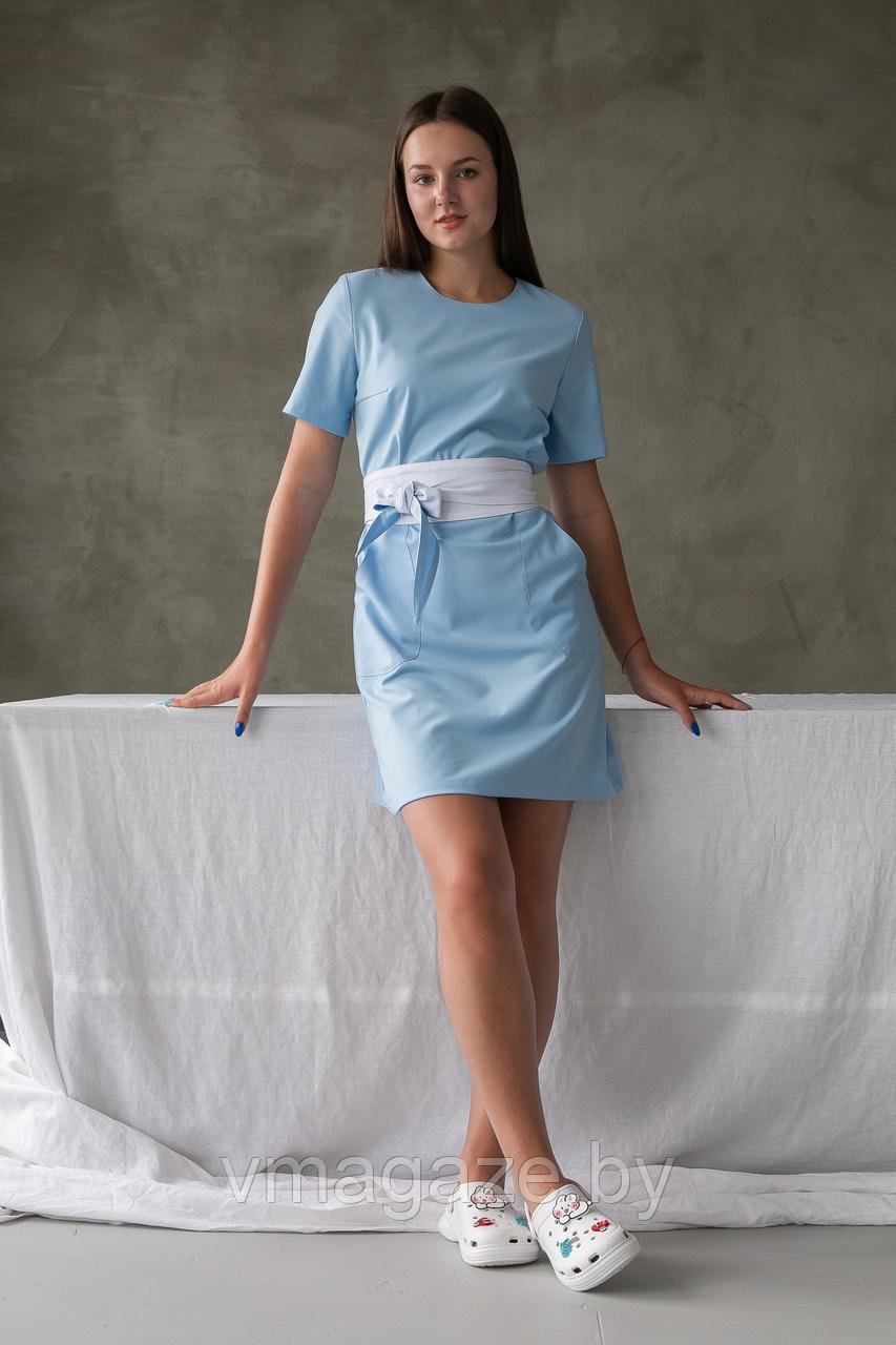 Медицинское платье Мила (цвет голубой) - фото 1 - id-p208800305