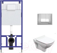 Унитаз подвесной с инсталляцией Cersanit Carina S-MZ-CARINA-XL-COn-S-DL-w + 525 040000 + S3 040043