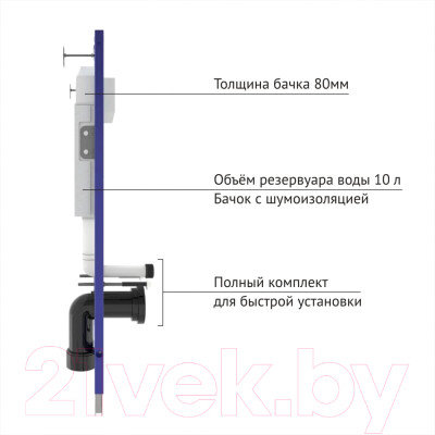 Унитаз подвесной с инсталляцией Cersanit Carina S-MZ-CARINA-XL-COn-S-DL-w + 525 040000 + S3 040043 - фото 5 - id-p210481347