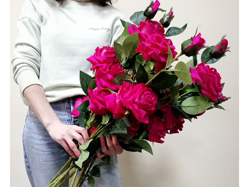 Искусственный цветок Роза FG-GT47-6 малиновая - фото 1 - id-p210505767
