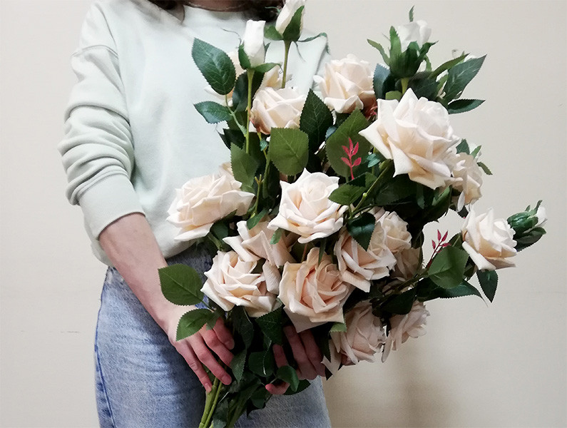 Искусственный цветок Роза FG-GT47-6 персиковая - фото 1 - id-p210505768