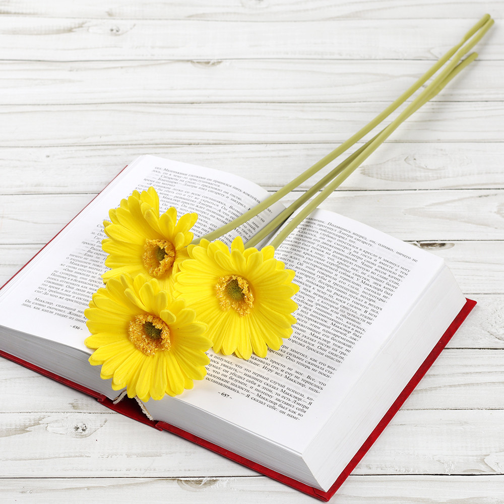 Искусственный цветок Гербера 43см. желтая - фото 1 - id-p210505794